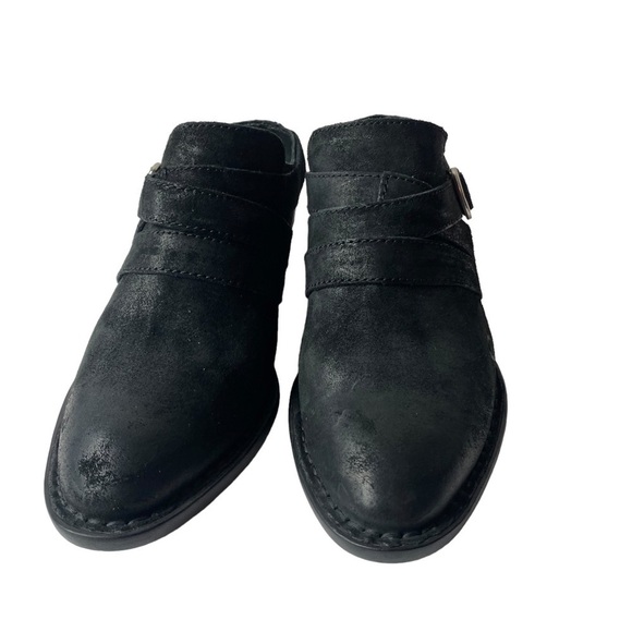 Born handcrafted footwear slip on mules/clogs heels black leather size 8M - Picture 2 of 7